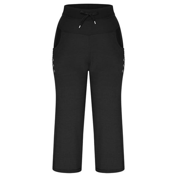 Lindreshi Capri Leggings with Pockets Womens Winter Wide Leg Yoga Sports Loose Casual Pants Stretch Gym Cropped Trousers