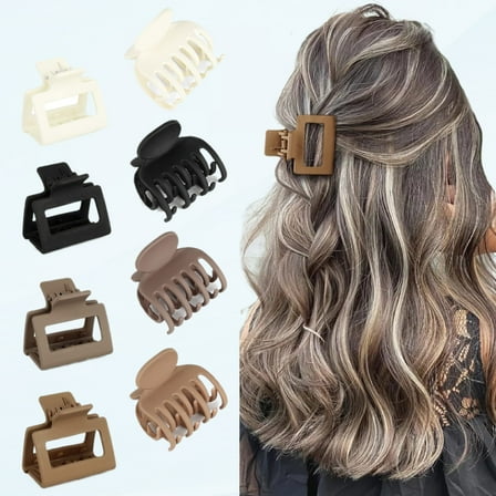 Double Row Teeth Hair Clips Small Claw Clips for Thin Hair 1.6" Medium Matte Non-slip Square Hair Claw Clips Hair Accessories for Women and Girls.