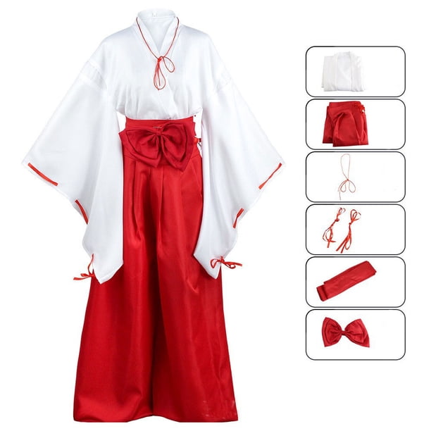 Disfraces de Anime para niños y niñas, conjuntos de Kimono de Inuyasha Kikyo, uniforme, vestido de carnaval de Halloween, trajes de fiesta
