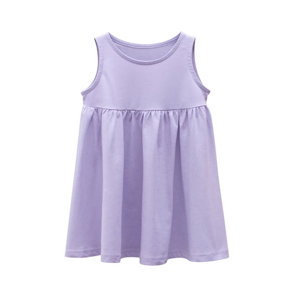 YTDSCS Kids 2-10 Years Girl's Summer Sundress Spaghetti Strap Solid Midi Dress Casual Sleeveless Dresses for Kids Toddler Baby