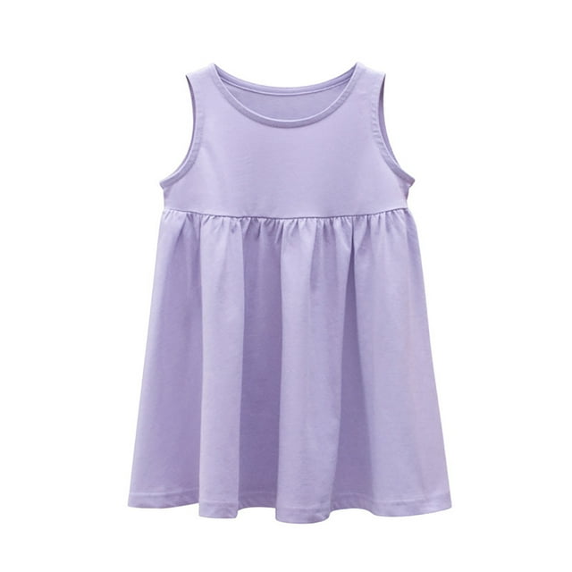 Nmmacb Robes à Bretelles Spaghetti pour Petites Filles 2-10 Ans Robes Midi Sans Manches pour Tout-Petits Filles Été Décontracté Robe d'Été Ligne A