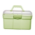 thumbnail image 2 of Portable Handled Storage Box Sewing Box 2 Layers Art Craft Organizer Lockable Container with Lid for Cosmetic Manicure Tools Green, 2 of 8