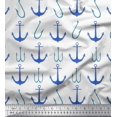 thumbnail image 1 of Soimoi White polyester Crepe Fabric Anchor Hook Nautical Printed Fabric 1 Yard 52 Inch Wide, 1 of 1