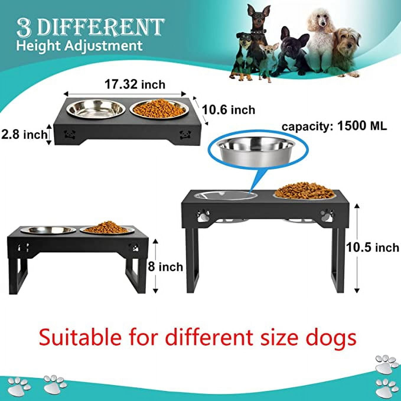 Balight Upgraded Elevated Dog Bowls For Small Size Dogs And Cats Adjustable  Bamboo Raised Dog Bowl Stand With Highly Absorbent Spill Proof Mat And 2  Stainless Steel Pet Dog Puppy Food Water