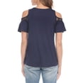 thumbnail image 3 of White Mark Casual Cold Shoulder Lace Trim Knit Blouse, Women's, 3 of 6