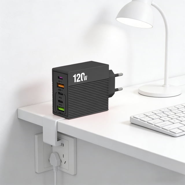 USB C PD Fast Charging 38W 5 Port Charger Adapter, Smart Power Distribution High Efficiency Stable Output, Multi Device Charging for Phone Tablet Headphones Home Office Travel