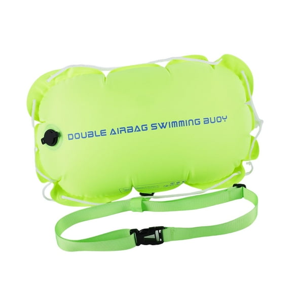 jinwen Bouée de Natation Sac de Natation, Double Sacs d'Air, 12 kg, Aide à la Flottabilité Portable avec Ceinture de Taille pour Pêche Rafting Plein Air Randonnée Vert