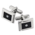 thumbnail image 6 of Auriga Fine Jewelry Stainless Steel Brushed Black Enameled Center with .06 carat Diamond Cufflinks for Men, 6 of 6