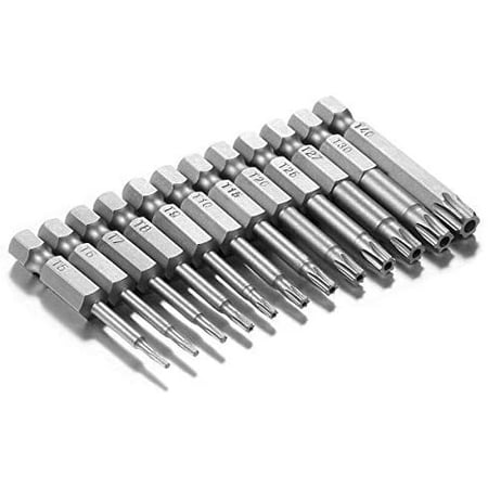 

12pcs 12sizes extra long magnetic screwdriver bits set 1/4 inch hex shank screwdriver Power Tools T5-T40 50mm