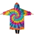 thumbnail image 2 of Oversized Wearable Blanket Hoodie,Colorful Rainbow Tie Dye Spiral Pattern Sherpa Blanket Hoodie with Super Pockets,Super Warm Fuzzy Pullover for Women & Men, 2 of 6