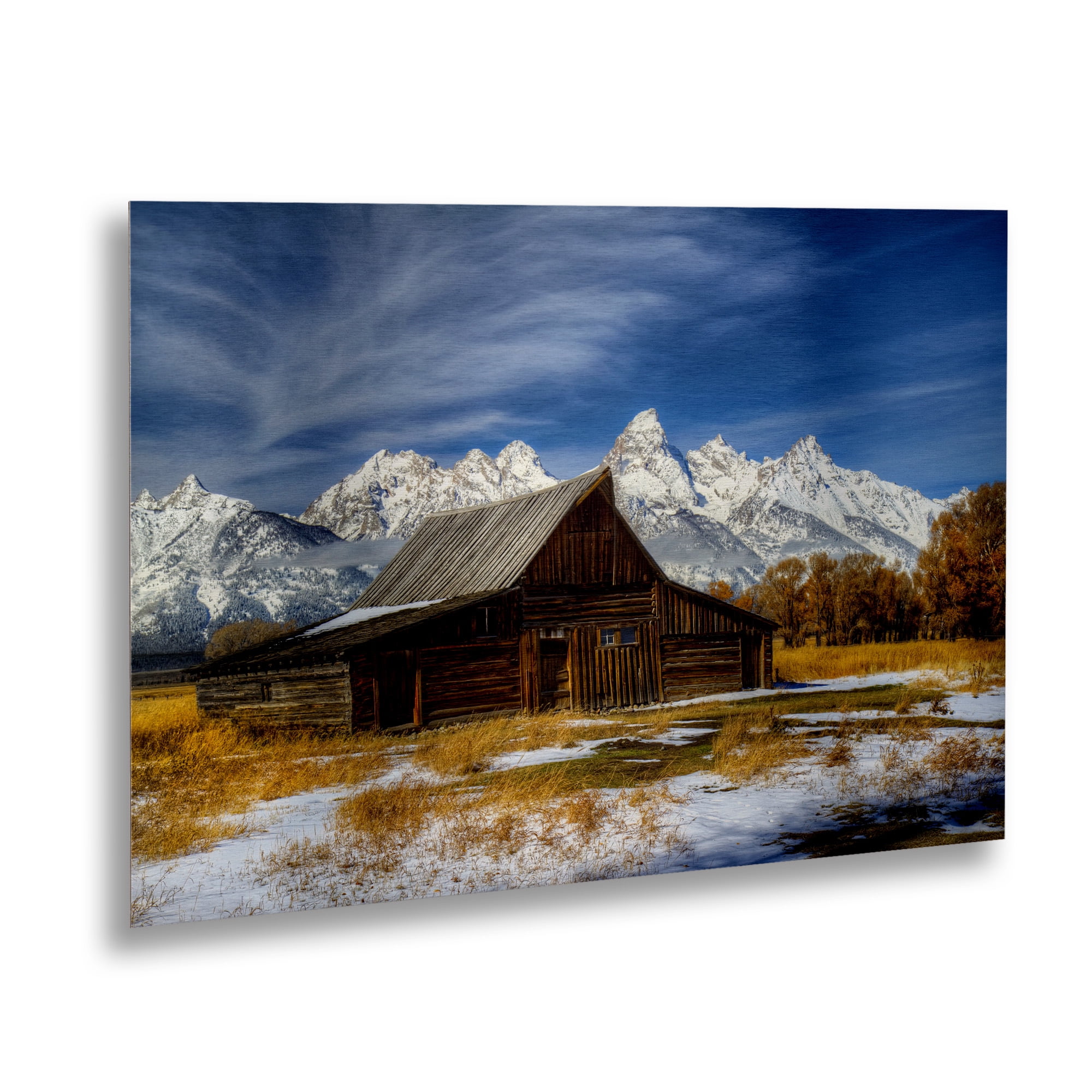 Trademark Fine Art 'Iconic Barn Grand Teton' Brushed Aluminum Wall Art Art by Pierre Leclerc