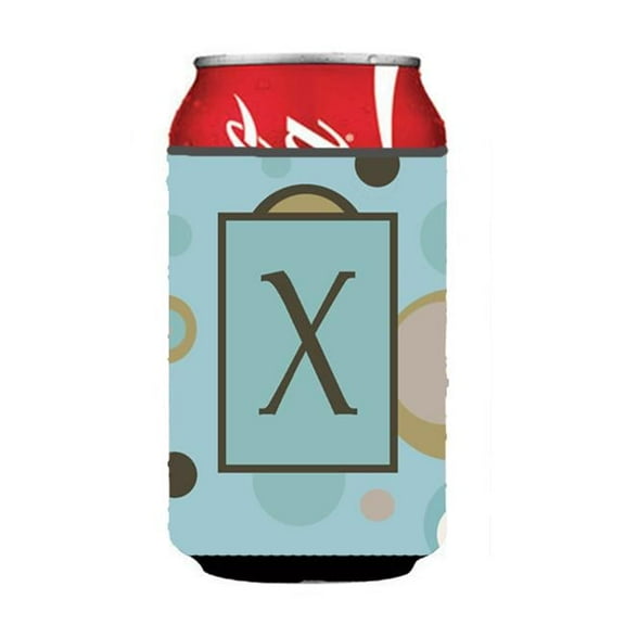 Letter x Initial Monogram - Blue Dots Can Or Bottle Hugger