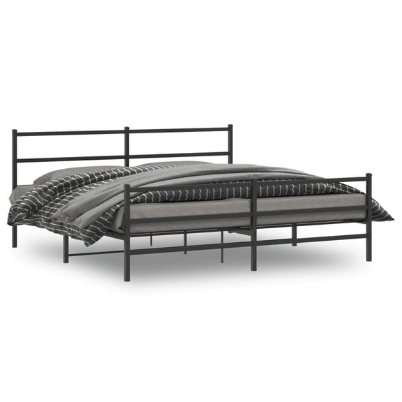 vidaXL Metal Bed Frame without Mattress with Footboard Black 76"x79.9"
