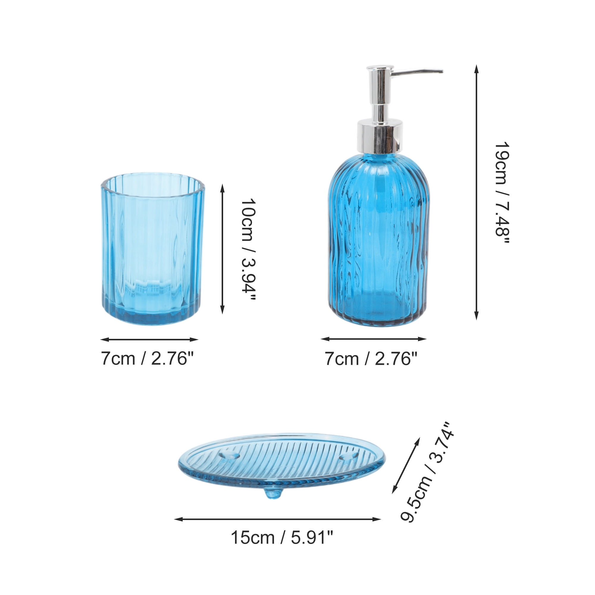 Unique Bargains Bathroom Accessories Kit 3Pcs Blue
