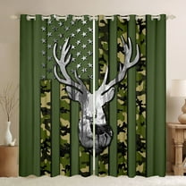 jejeloiu Rustic Camo Pattern Black Out Curtains,Jungle Animal Deer Curtains Pack of 2 (42x63 Each),Green Camouflage Bedroom Curtains For Kids,Luxury Bedroom Decor