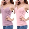 thumbnail image 4 of QUINDOS Athletic Womens Tank Tops 2 Pack with Built in Bras Removable Summer Womens Camisoles Gym Sleeveless Spaghetti Strap V-Neck MultiPack Shirts Tops Slim Fitted Solid Color Undershirts, 4 of 4