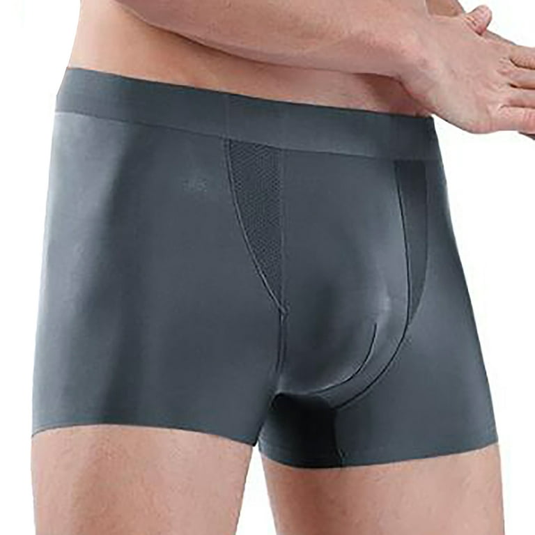 Pdbokew Men's Trunks Underwear Ice Silk Cotton Modal Seamless Panties Black  XL 