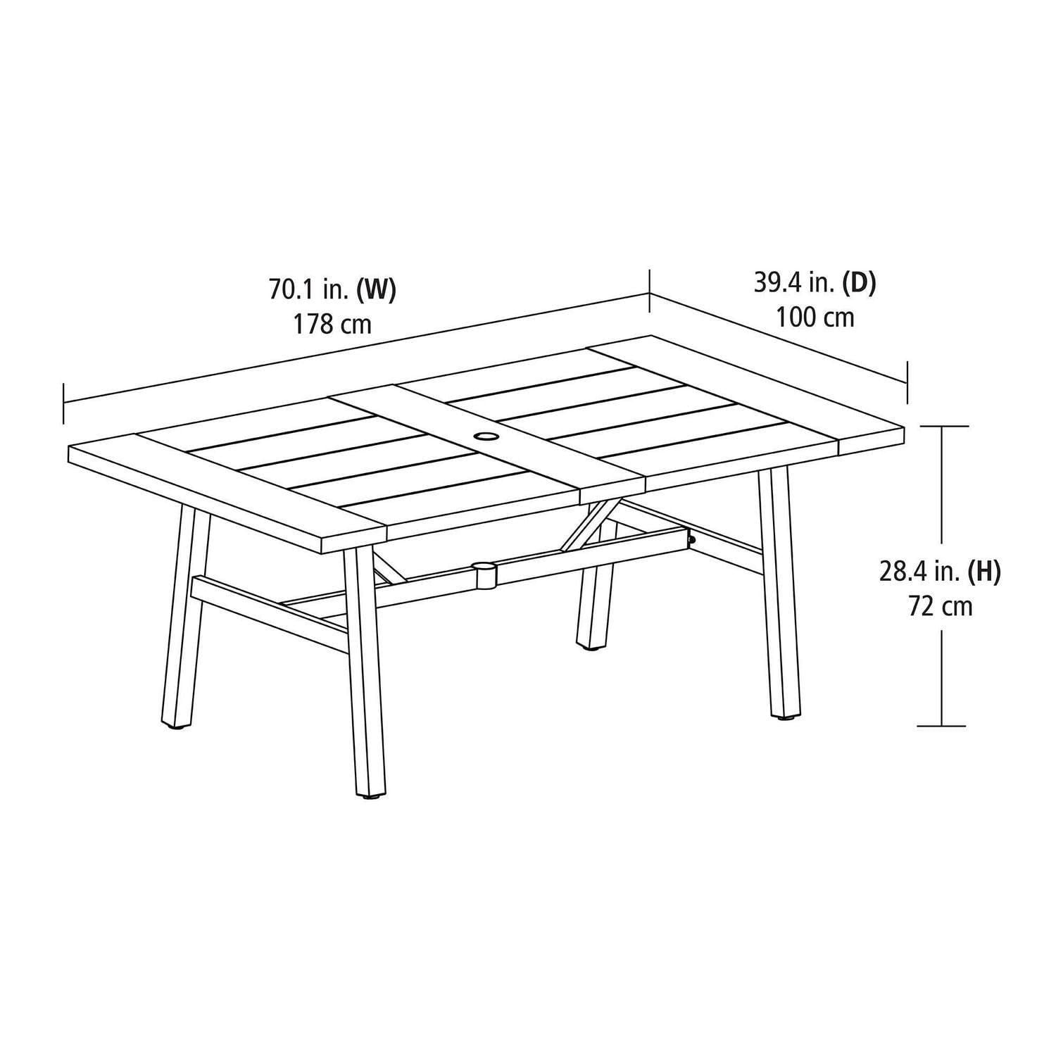 Better Homes & Gardens Kennedy Pointe Steel Patio Outdoor Dining Table, Brown