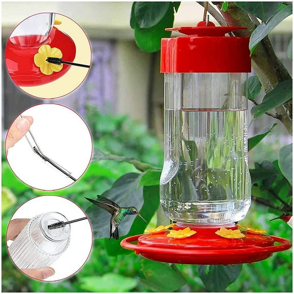 20pcs Hummingbird Feeder Flower With Cleaning Brush, Yellow Feeder Part Smile Home
