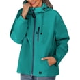 thumbnail image 4 of Hueook Plus Size Rain Jacket Casual Women Blouses Long Sleeve Zipper Pocket Hooded Casual Green L, 4 of 7