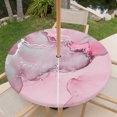 thumbnail image 6 of Round Outdoor Tablecloth with Umbrella Hole and Zipper, Marble Pink Fitted Table Cover with Elastic Edge for 55-60 Inch, Modern Abstract Ink Painting Luxury Waterproof Patio Tablecoths for Picnic, 6 of 9