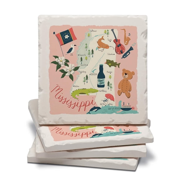 Thirstystone Mississippi Home Tumbled Tile Coaster 4-Pack