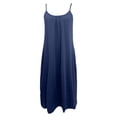 thumbnail image 5 of JIAYUE Women's Dress Solid Color Ankle-Length Casual V Neck Sleeveless Loose Fit Summer Flowy With Slit Stylish Female Dresses, 5 of 6