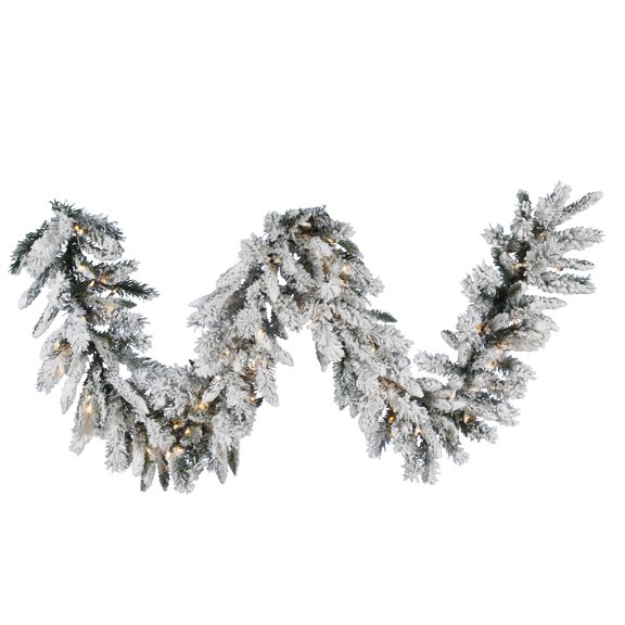 Vickerman 9' Snow Ridge Artificial Christmas Garland, Clear Dura-lit Incandescent Lights