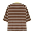 thumbnail image 3 of Htigea Women's Oversized Tshirts Casual Raglan 3/4 Sleeve Crewneck Tee Loose Pullover Striped Printed Crop Shirts Brown,L, 3 of 4