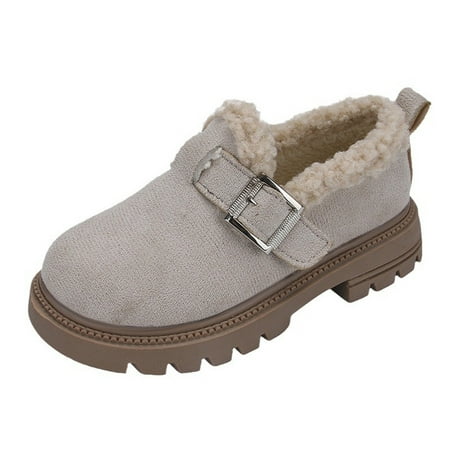 NOKIO Kids Girls Winter Fur Lined Loafers Boys Girls Slippers Girls Slippers Memory Foam Moccasin Shoes Furry Plush Lining Non Slip Indoor Outdoor Boys Slippers for Big Kids Little Kids Toddler