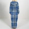 thumbnail image 5 of Xcmzpl Fuzzy Fleece Onesie Pajamas for Women Funny Plaid Zipper Hooded Pjs Sets Comfy Soft Warm Christmas Jumpsuit Sleepwear, 5 of 7