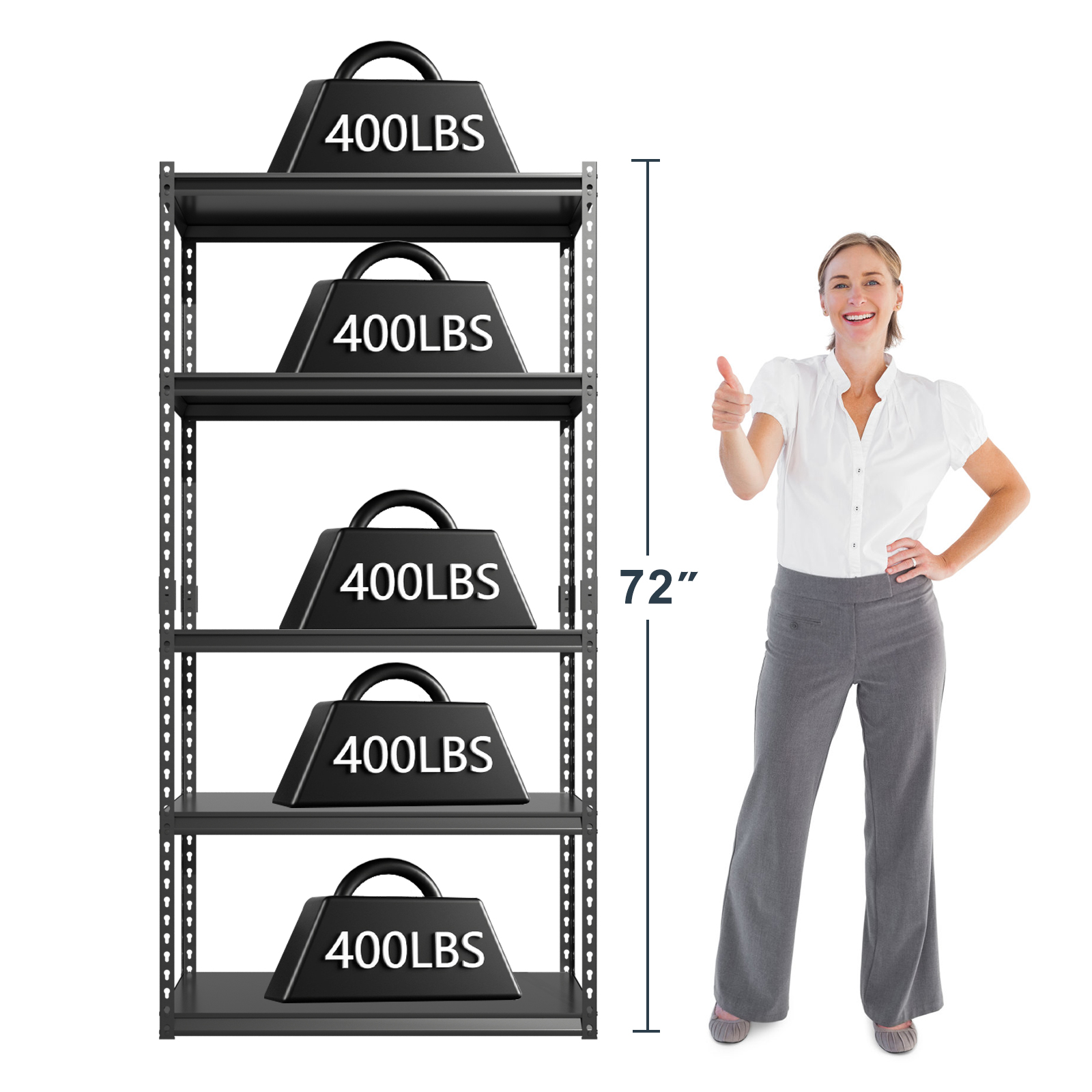 MOPHOTO 2000lbs Capacity 36L x 16W x 72H Adjustable Garage Shelving