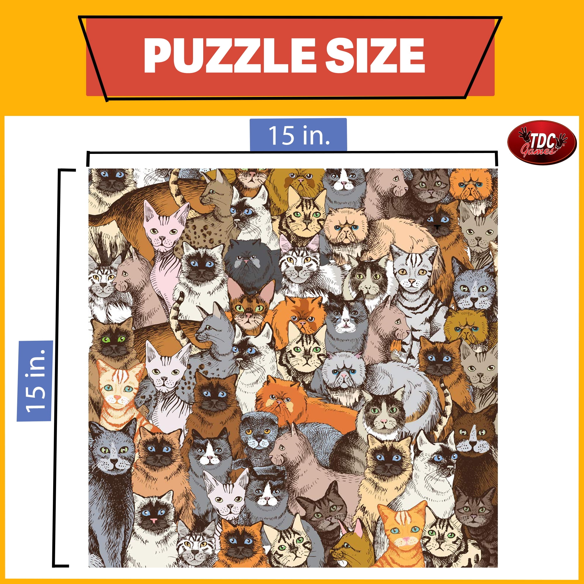 TDC Games World's Most Difficult Jigsaw Puzzle Cats 500 Pieces 15 in.