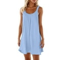 thumbnail image 1 of Vestido holgado con tirantes estilo playa para mujer: vestido de verano ligero y elástico con cuello en V, 1 of 5
