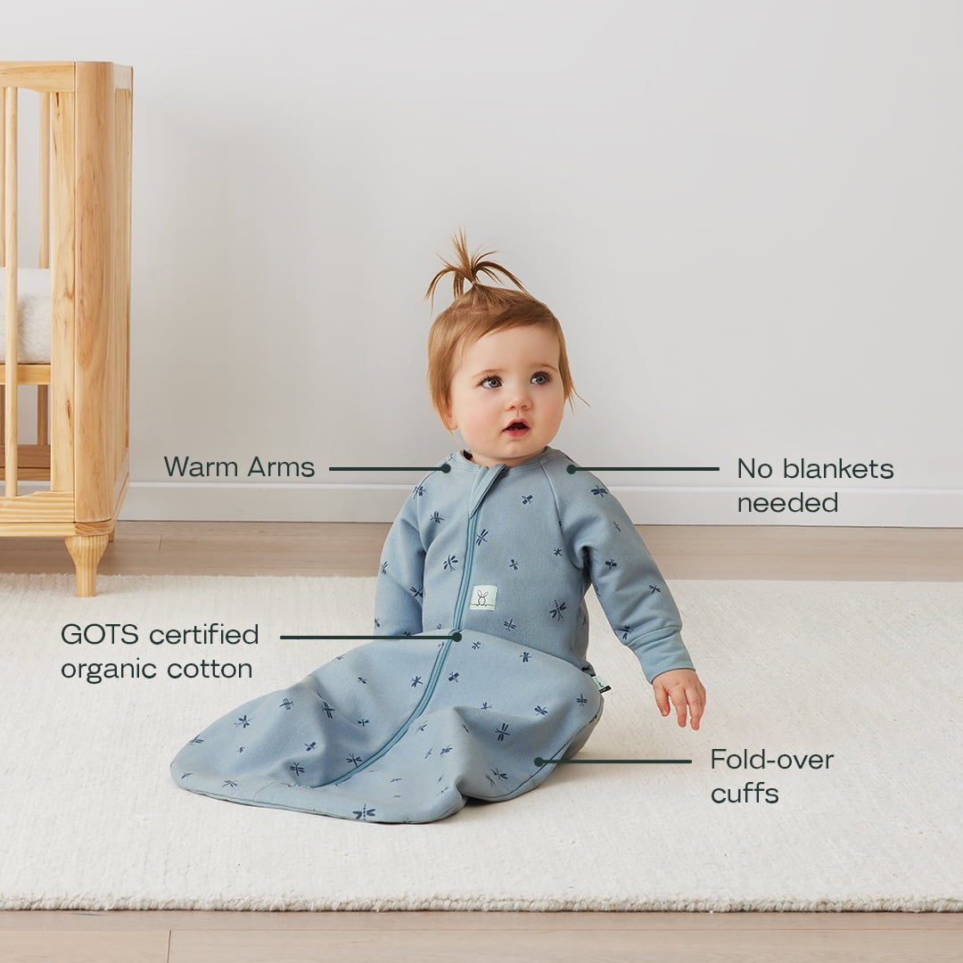 ergoPouch 3.5 Tog Jersey Sleeping Bag - Organic Cotton Baby Sleeping Bag, Made of Soft & Breathable Material for Peaceful Night's Sleep – Baby Wearable Blanket (Dragonflies, 8-24 months)