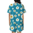 thumbnail image 3 of Kdxio Daisies Flowers Print Pajamas Sets for Women Short-Sleeved Pjs with Lounge Shorts Two Piece Sleepwear S-4XL, 3 of 9