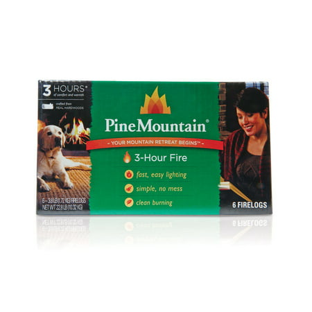 Pine Mountain 3-Hour Fire Log, Easy Starter Logs, 10.5