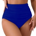 thumbnail image 2 of Hkoxplj Women's High Waisted Ruched Tummy Control Bikini Bottoms Retro Full Coverage Swim Bottom Bathing Suit Shorts Quick Dry Stretchy Vintage Swimsuit Bottoms for Beach Pool Solid Colors, 2 of 7