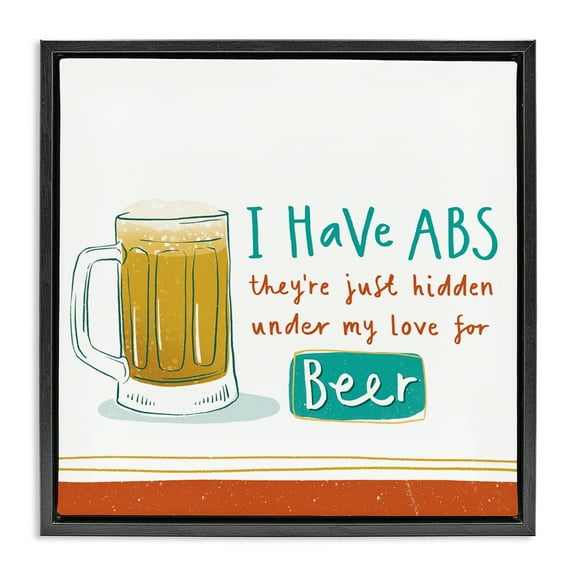 Stupell Industries Funny Beer Phrase Food & Beverage Painting Black Floater Framed Canvas Art Print Wall Art, 18 x 18