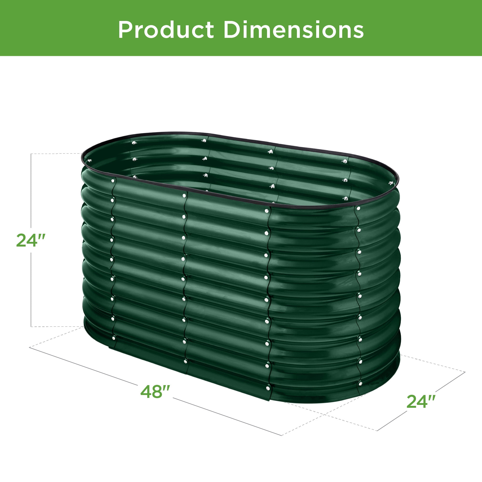 Best Choice Products 4x2x2ft Outdoor Raised Metal Oval Garden Bed Planter Box for Vegetables Flowers Sage Green