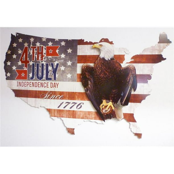 Past Time Signs PS375 3-D 4th of July Signe d'Impression Aigle - 35 x 21 Po.