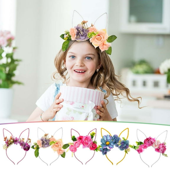 PRETXORVE Headband Flower Hair Hoop Forest Woodland Hairhoop for Women Girls Theme Party Birthday Photo Christmas