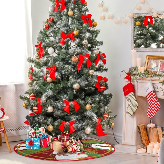 Wmhnj Falda de rbol de Navidad de felpa corta con lentejuelas para decoraciones navideñas y decoracin festiva del hogar.