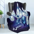 thumbnail image 4 of Bowling Party Soft Flannel Fleece Throw Blanket, Fantasy Design Vibrant Ball and Scattered Pins with Crescent Moon, Cozy Plush for Indoor and Outdoor Use, 50" x 60", Indigo White Blue, by Ambesonne, 4 of 5