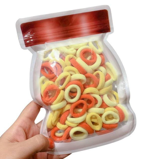 100PCS Solid Color Hair Tie No Damage Elastic Hair Band Ponytail Holder with Bag