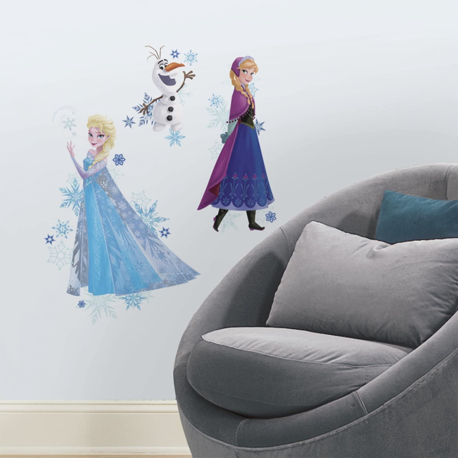 RMK2771TB Disney Frozen Anna, Elsa, And Olaf Peel And Stick Giant Wall Decals,Multicolor,18' x 40'