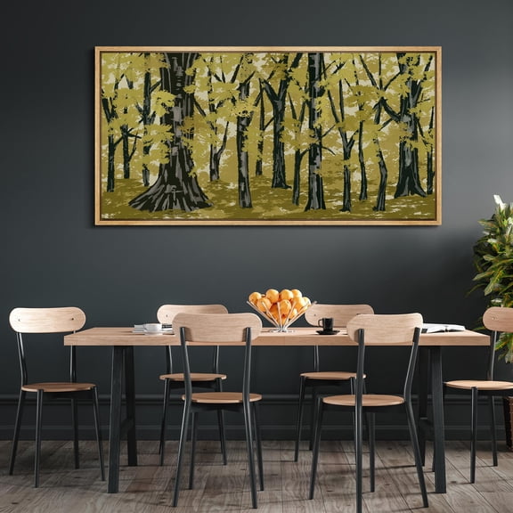 IDEA4WALL Extra Large Framed Canvas Print Wall Art Golden Fall Trees Autumnal Forest Scene Artwork Nature Vintage Pastel Antique Fine Art Decorative Relax/Calm for Rooms Decor - 60"x30"