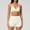 White, variant on PISONIC Workout Sets for Women Spaghetti Straps Halter Neck Sports Bra High Waist Biker Shorts 2 Piece Gym Outfits