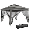 thumbnail image 1 of 11'x11' Pop Up Canopy 2-Tier Soft Top Gazebo w/ Mesh Netting, Dark Grey, 1 of 10