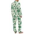 thumbnail image 2 of SCRAWLGOD Cactus Green Beige Men Pajamas Set Long Sleeve Pjs, 2 Piece Notch Collar Button Down Tops Soft Elastic Waistband Bottoms with Pockets, Comfortable Sleepwear, XXL, 2 of 6